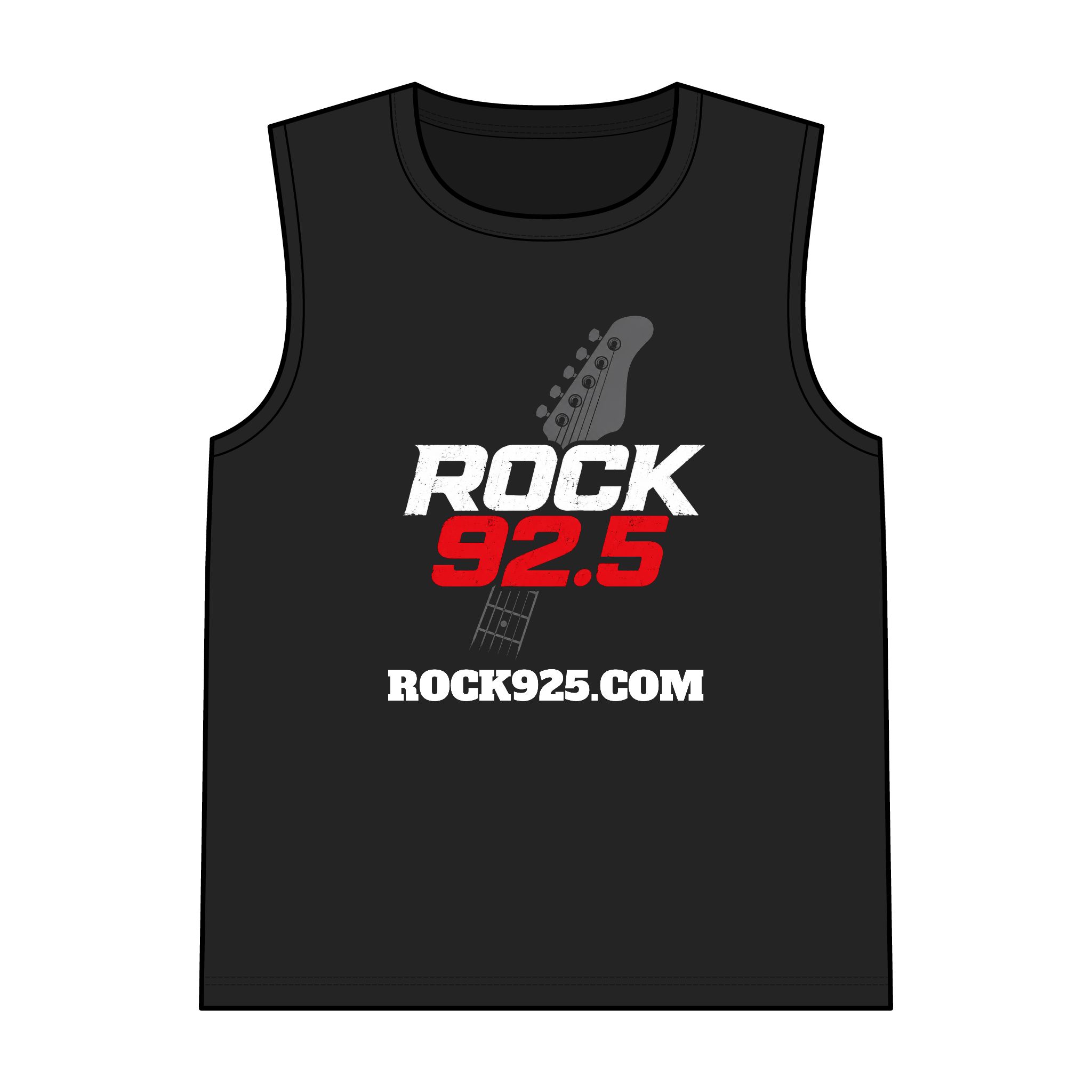 Rock 92.5 Guitar Logo Muscle Tank - Radio Station Rock Tee